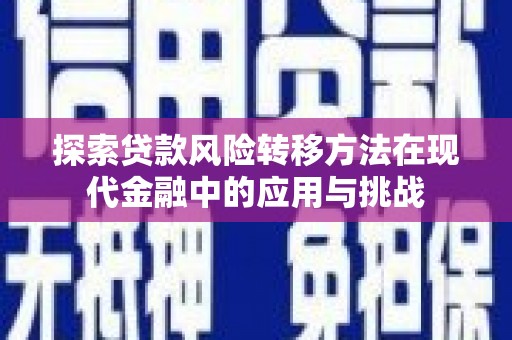 沈北新区探索贷款风险转移方法在现代金融中的应用与挑战
