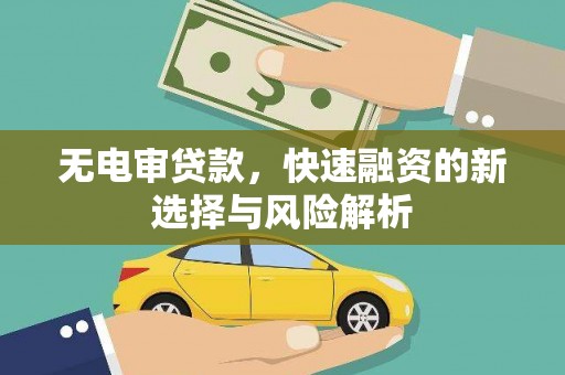 漳县无电审贷款，快速融资的新选择与风险解析