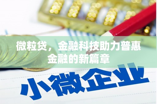 西昌微粒贷，金融科技助力普惠金融的新篇章